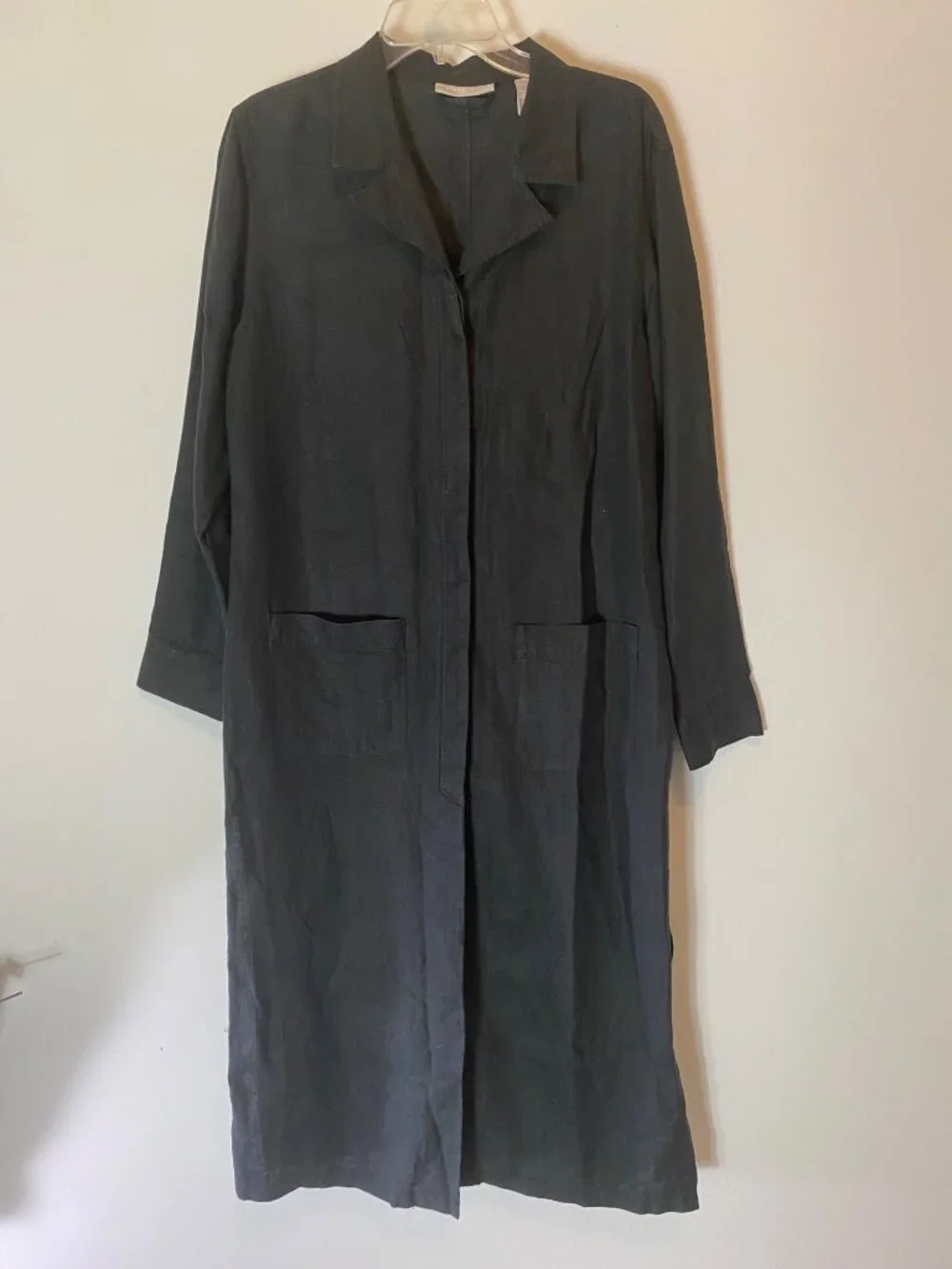 Kate Hill 100% Linen Long Jacket & Skirt Set Dark Gray Large - Picture 2 of 16